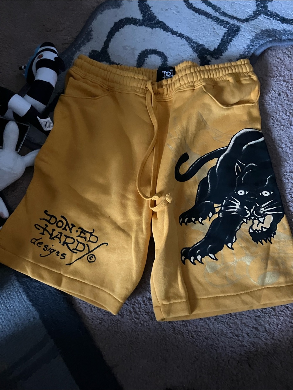 Ed Hardy Yellow Panther Graphic Men’s Hybrid Shorts